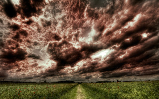 Dirt road field cloudy sky 4 - a field under a cloudy sky free wallpaper