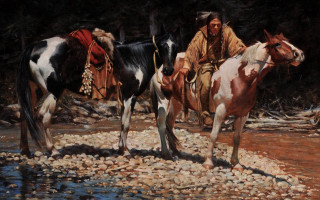 Man horse river cow western - a horse next free wallpaper