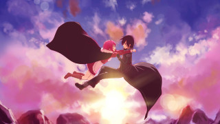 Anime couple flying sky clouds - sky free wallpaper