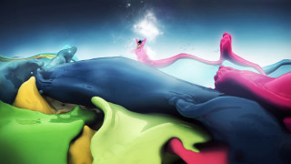 Woman hill colored liquid star - a painting of a woman free wallpaper