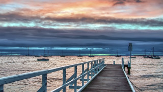 Dock boats cloudy sky wooden - alan sutherland free wallpaper