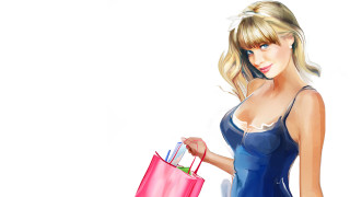 Woman blue dress pink bag - a red bag free wallpaper