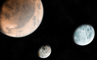 Three planets starry sky space - chesley bonestell free wallpaper