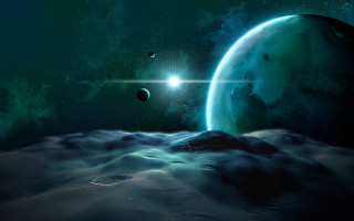 Planet star moonlight space aurora - a planet free wallpaper