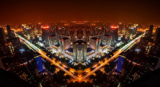 City lights night tokyo skyline - symmetric free wallpaper