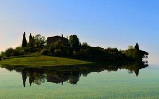 Small island house lake trees - a small island free wallpaper