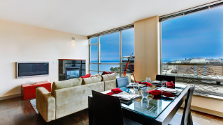 Living room couch table tv - zenith view free wallpaper