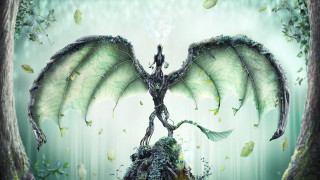Dragon wings man hill tree - epic fantasy free wallpaper for desktop