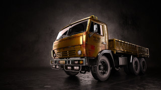 Yellow truck dark room black - fedot sychkov free wallpaper