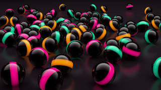 Black pink balls yellow background - ball free wallpaper