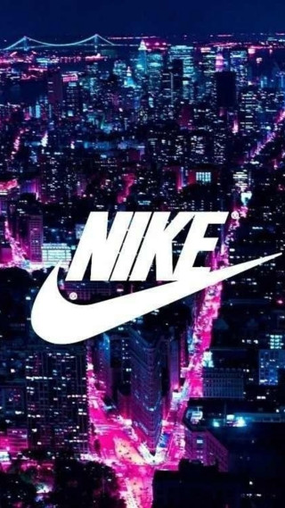 City skyline nike logo nighttime - a silk screen free wallpaper for mobile
