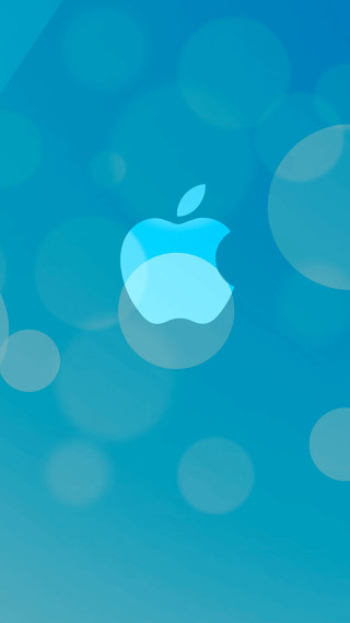 Blue apple logo background bubbles - free technology wallpaper