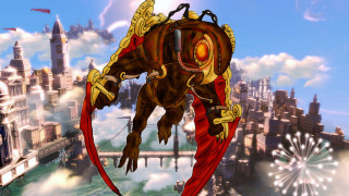 Giant creature city fireworks ferriswheel - steampunk free wallpaper for desktop