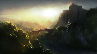 Bridge river city foggy sky - foggy sky above free wallpaper