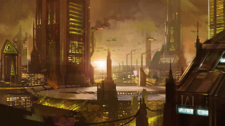 Futuristic city lights smoke afrofuturism - the building free wallpaper