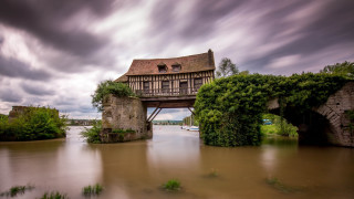 Bridge building boat river architecture - eric deschamps free wallpaper