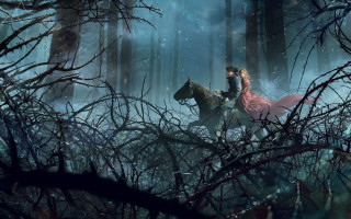 Fantasy horse riding forest snow - anato finnstark free wallpaper