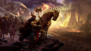 Man horse sword crowd fantasy - alex horley free wallpaper