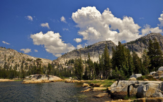 Mountain lake trees cloudy sky 12 - a lake and trees free wallpaper for desktop