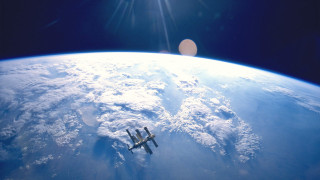 Space shuttle earth sun clouds - a space shuttle free wallpaper