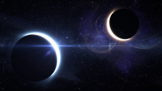 Eclipse planets stars bright light - two planet free wallpaper