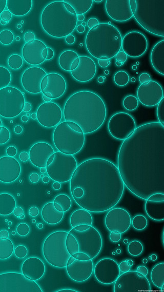 Green background bubbles different sizes - particle free wallpaper for mobile
