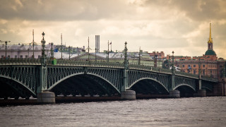 Bridge clock tower cityscape cloudy - a clock tower in the background free wallpaper for desktop