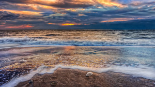 Beach waves sunset clouds mystical - wave free wallpaper for desktop