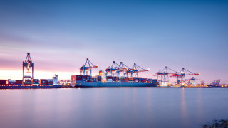 Large ship dock city skyline - other ship free wallpaper