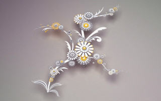 Clock flower design white yellow - a flower design free wallpaper