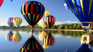 Hot air balloons lake park - hot air balloon free wallpaper
