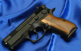 Gun blue satin wooden grips - cloisonnism free wallpaper