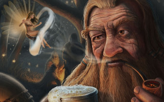 Wizard fairy beer pipe fantasy - art of brom free wallpaper