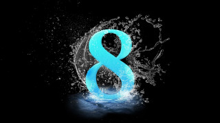 Blue eight splashes water black - 8 k free wallpaper for desktop