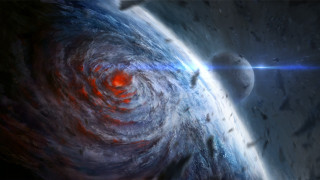 Red blue swirl black hole - chris cold free wallpaper