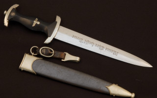 Gold handle engraved black blade - dieselpunk free wallpaper