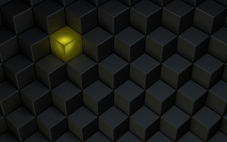 Yellow cube black cubes dark - diffuse lighting free wallpaper for desktop