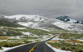 Snowy mountain road matte painting - the road free wallpaper
