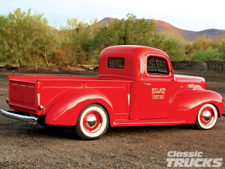 Red truck dirt field forest - a red truck free wallpaper