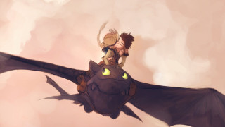 Boy girl dragon sky cloud - a sky background behind them free wallpaper