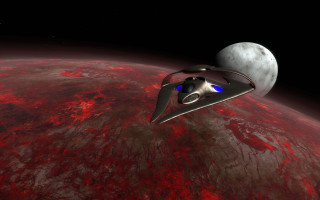 Space ship red planet moon 2 - a moon in the background free wallpaper for desktop