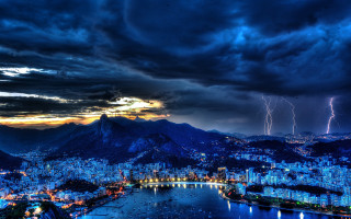 City lights water thunderstorm matte - thunderstorm free wallpaper