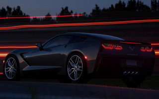 Black sports car night road 6 - long exposure free wallpaper for desktop