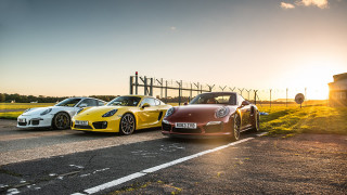 Porsche sunset backlit cloud mountain - free seasons wallpaper