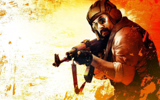 Man gun yellow background explosion - a yellow background behind free wallpaper