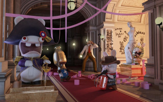 Animated figures room red carpet - interactive free wallpaper