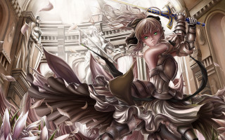 Woman dress sword bird fantasy - a fantasy setting free wallpaper