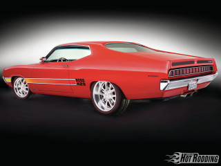 Red muscle car white stripe - body free wallpaper