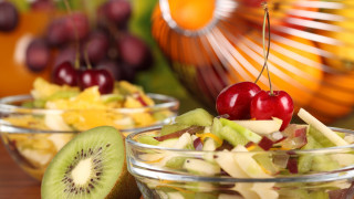 Fruit salad cherries kiwis abstract - other fruit free wallpaper