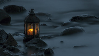 Lantern rock water night gothic - a lantern free wallpaper for desktop